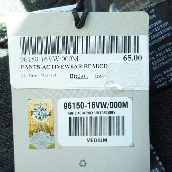 *SOLDHarley Davidson Sweatpants Beaded Embroidered - Picture 6 of 7